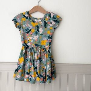Dot Dot Smile Kids Dress - Floral Green and Yellow 18-24 months